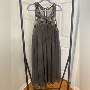 Zara Charcoal Dress with Sequin and beaded Accents